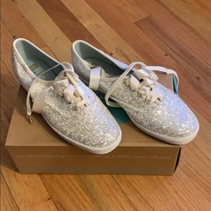 Kate Spade white sparkle wedding Keds